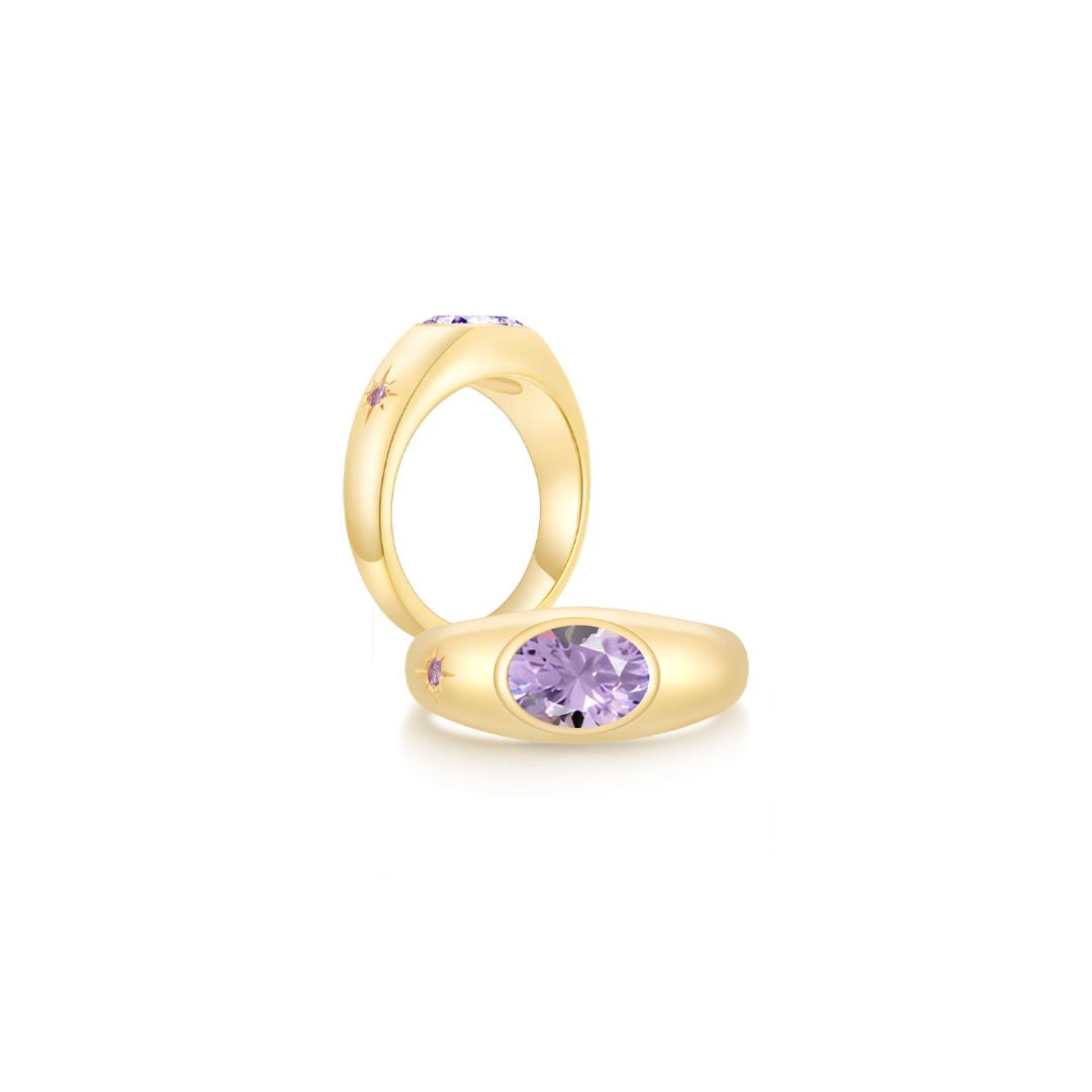 Twinlight Oval Signet Ring Both YG (Jun, Jun) - Eclat by Oui