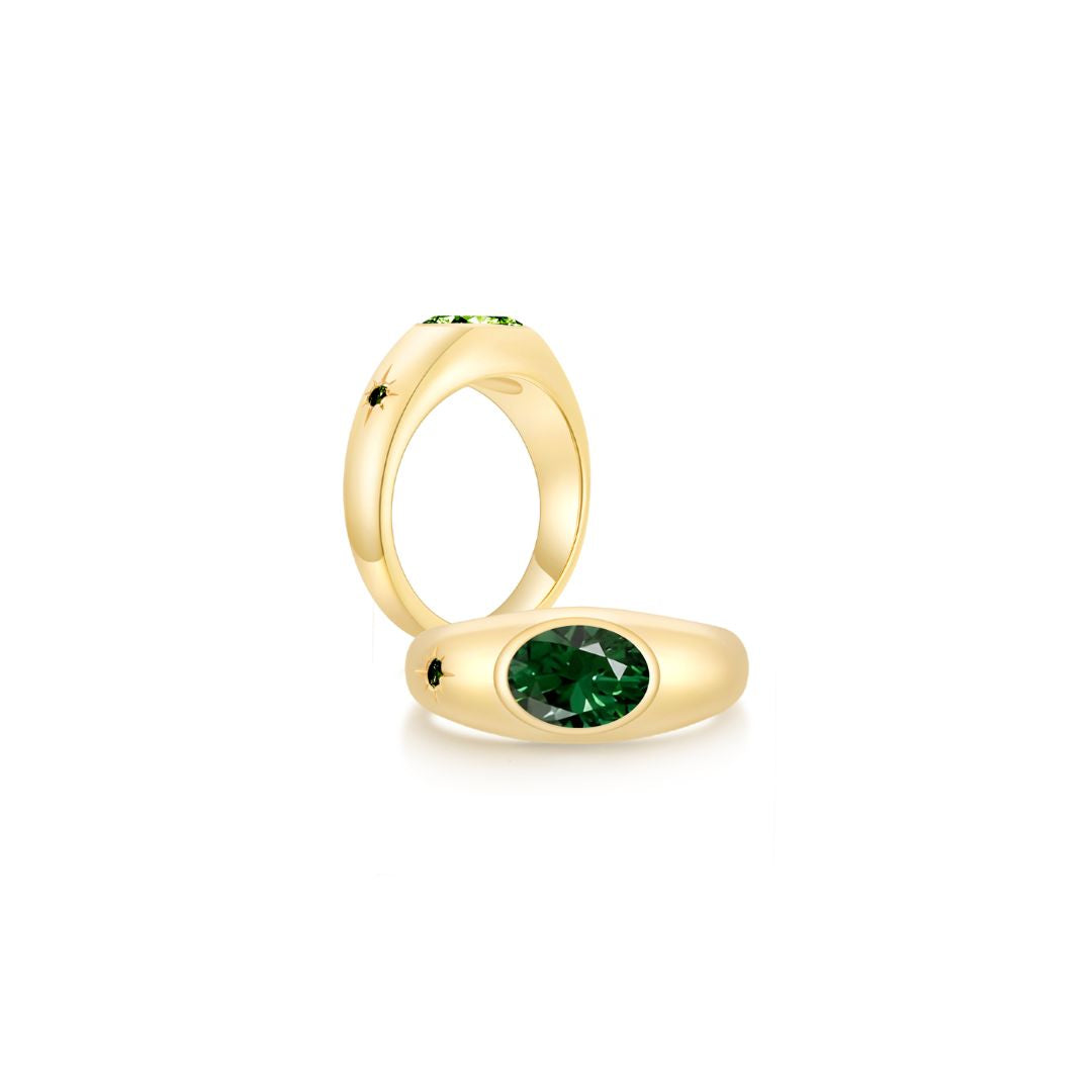 Twinlight Oval Signet Ring Both YG (May, May) - Eclat by Oui