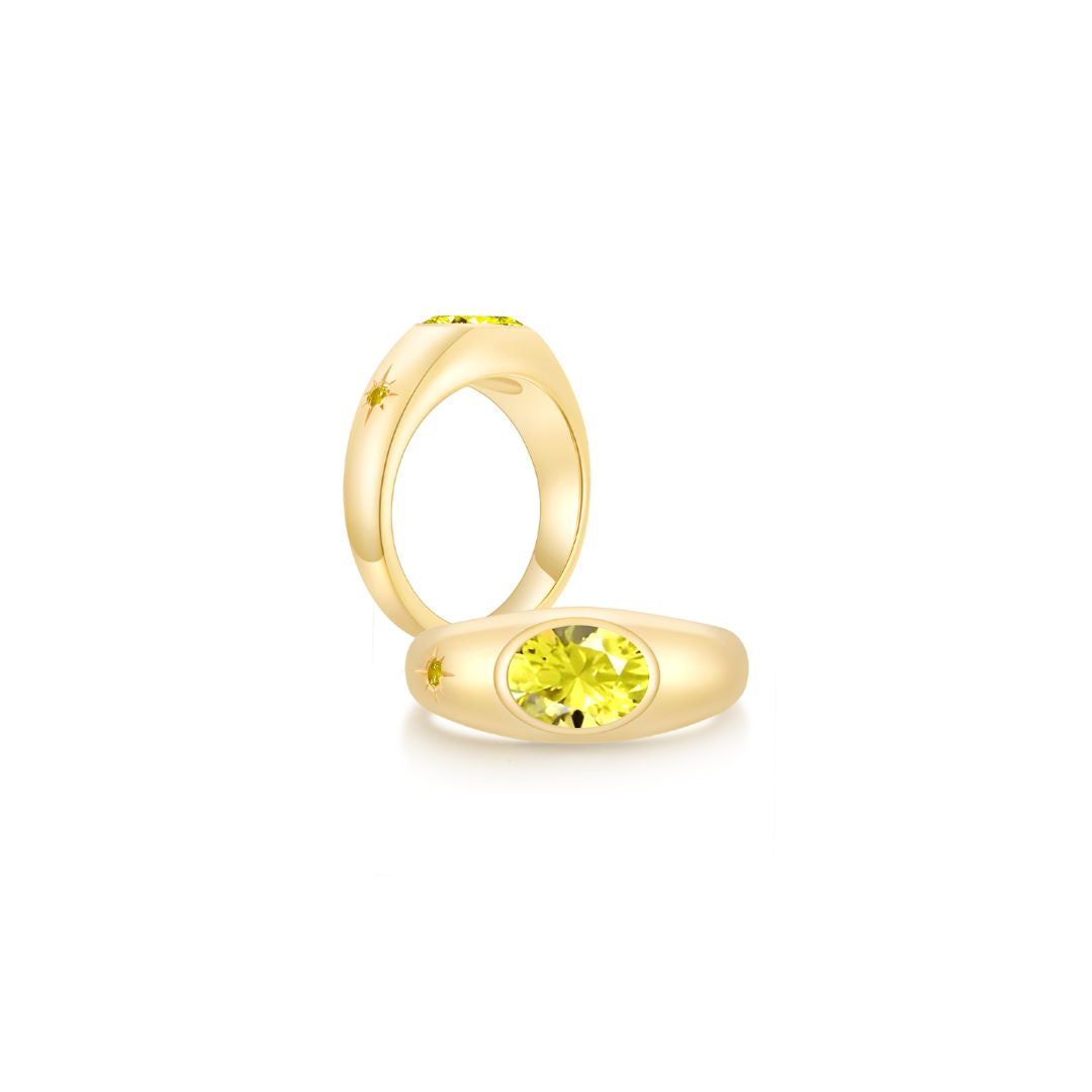 Twinlight Oval Signet Ring Both YG (Nov, Nov) - Eclat by Oui