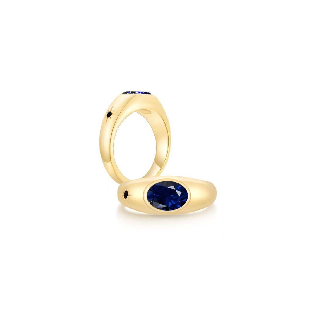 Twinlight Oval Signet Ring Both YG (Sep, Sep) - Eclat by Oui