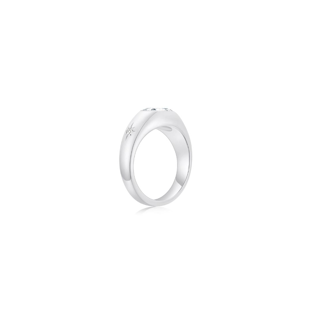 Twinlight Oval Signet Ring Side WG (Apr, Apr) - Eclat by Oui