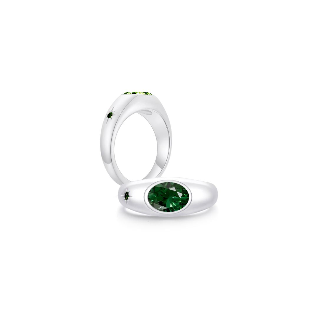Twinlight Oval Signet Ring Both WG (May, May) - Eclat by Oui