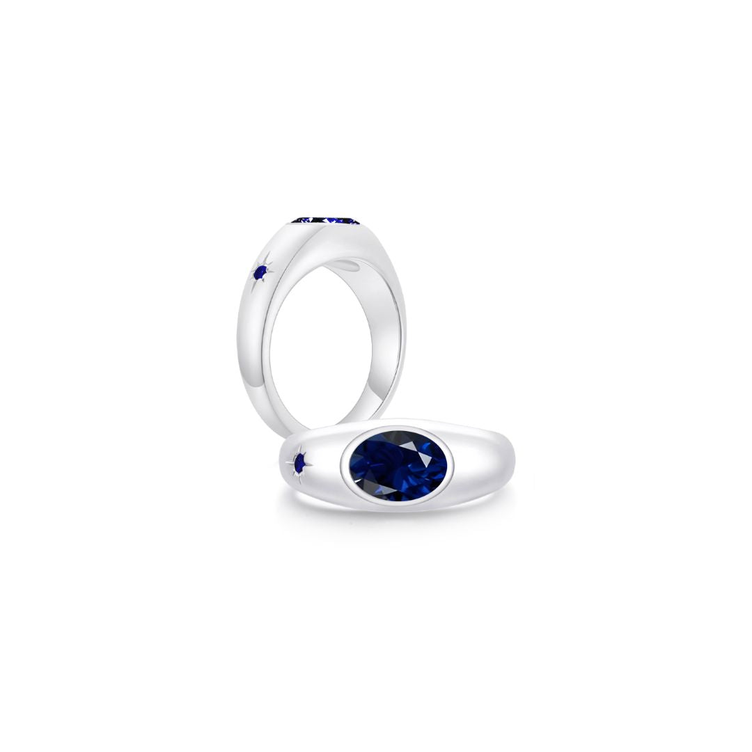 Twinlight Oval Signet Ring Both WG (Sep, Sep) - Eclat by Oui