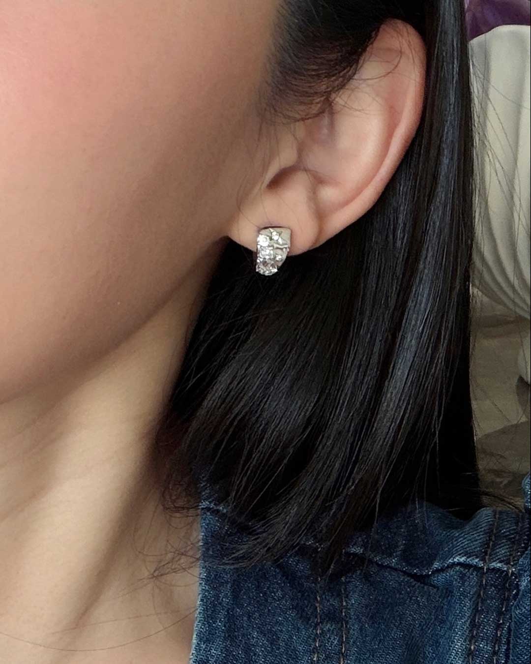 Encrusted Moissanite Huggies WG (TryOn) - Éclat by Oui