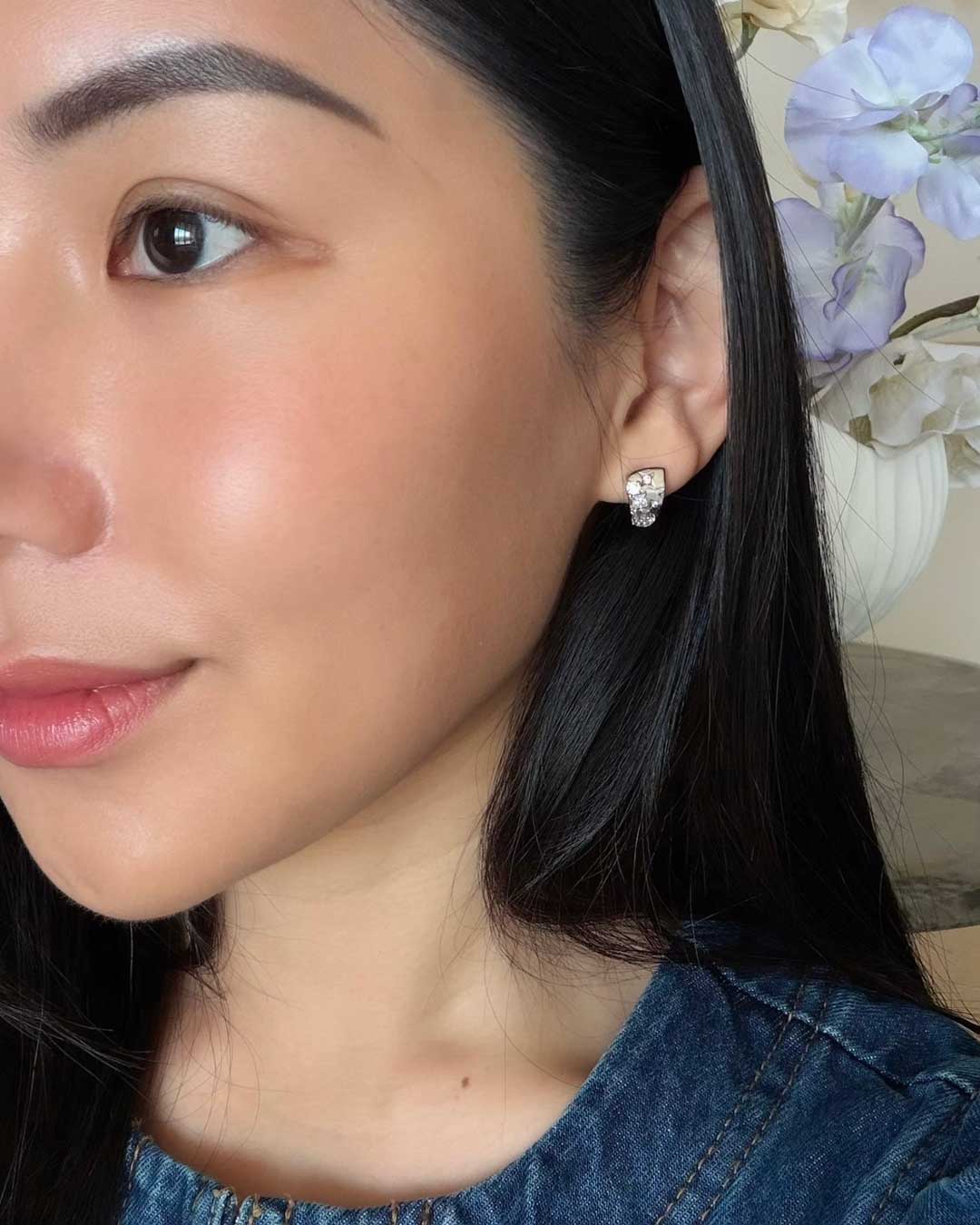 Encrusted Moissanite Huggies WG (TryOn) - Éclat by Oui