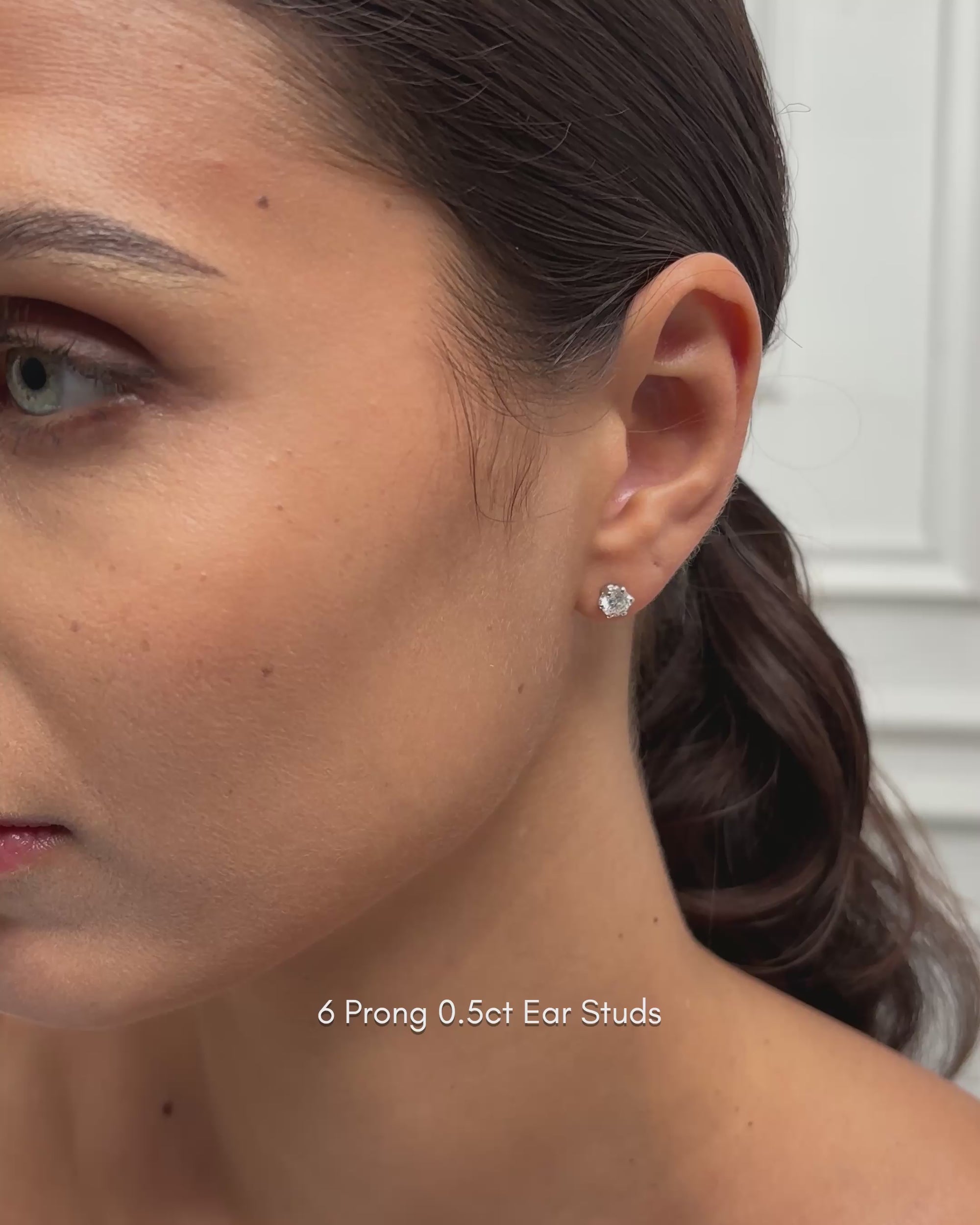 6 Prong Round Solitaire Ear Studs 0.5ct (Video) - Éclat by Oui