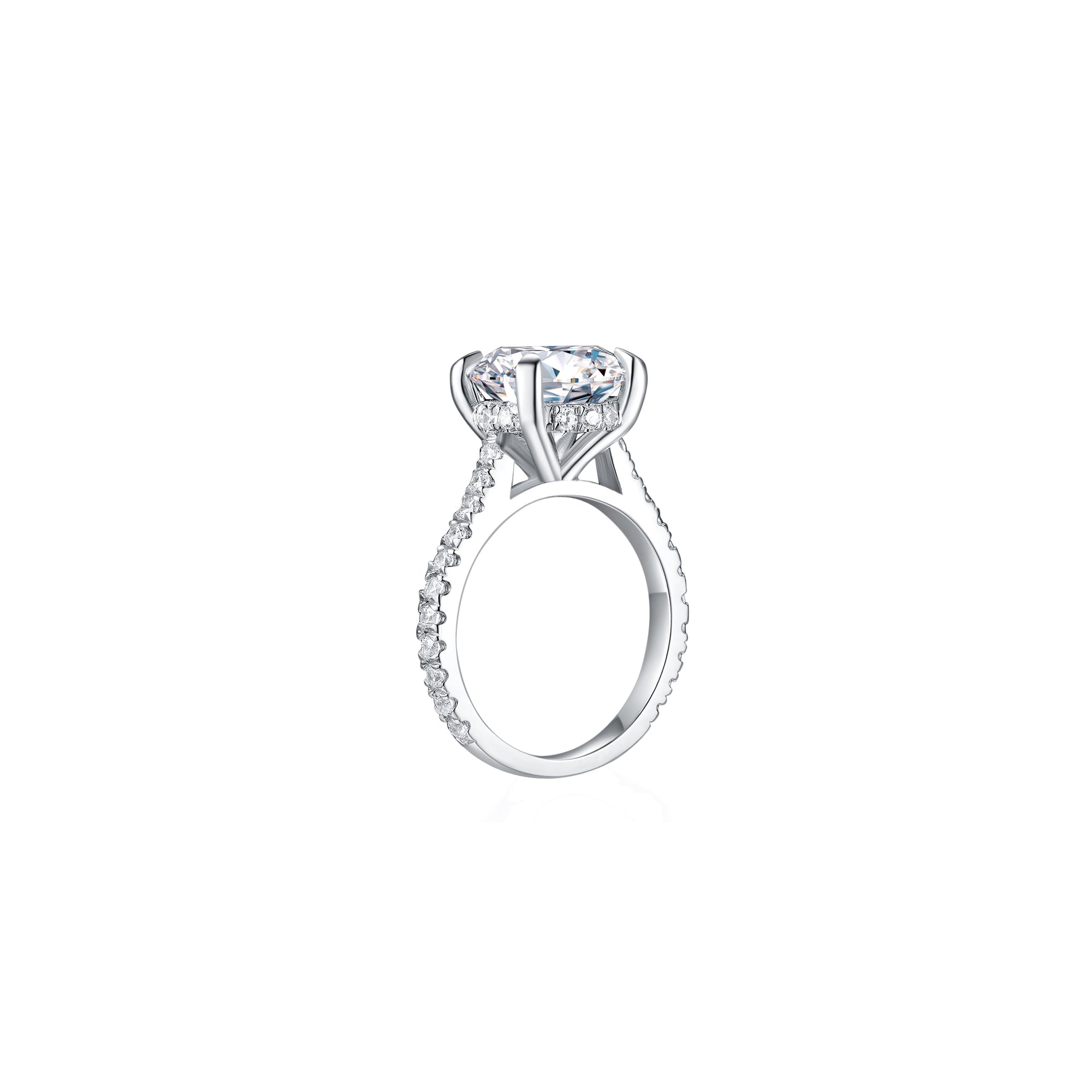 Diana Round Solitaire Pave Ring 4 Prong Side - Eclat by Oui