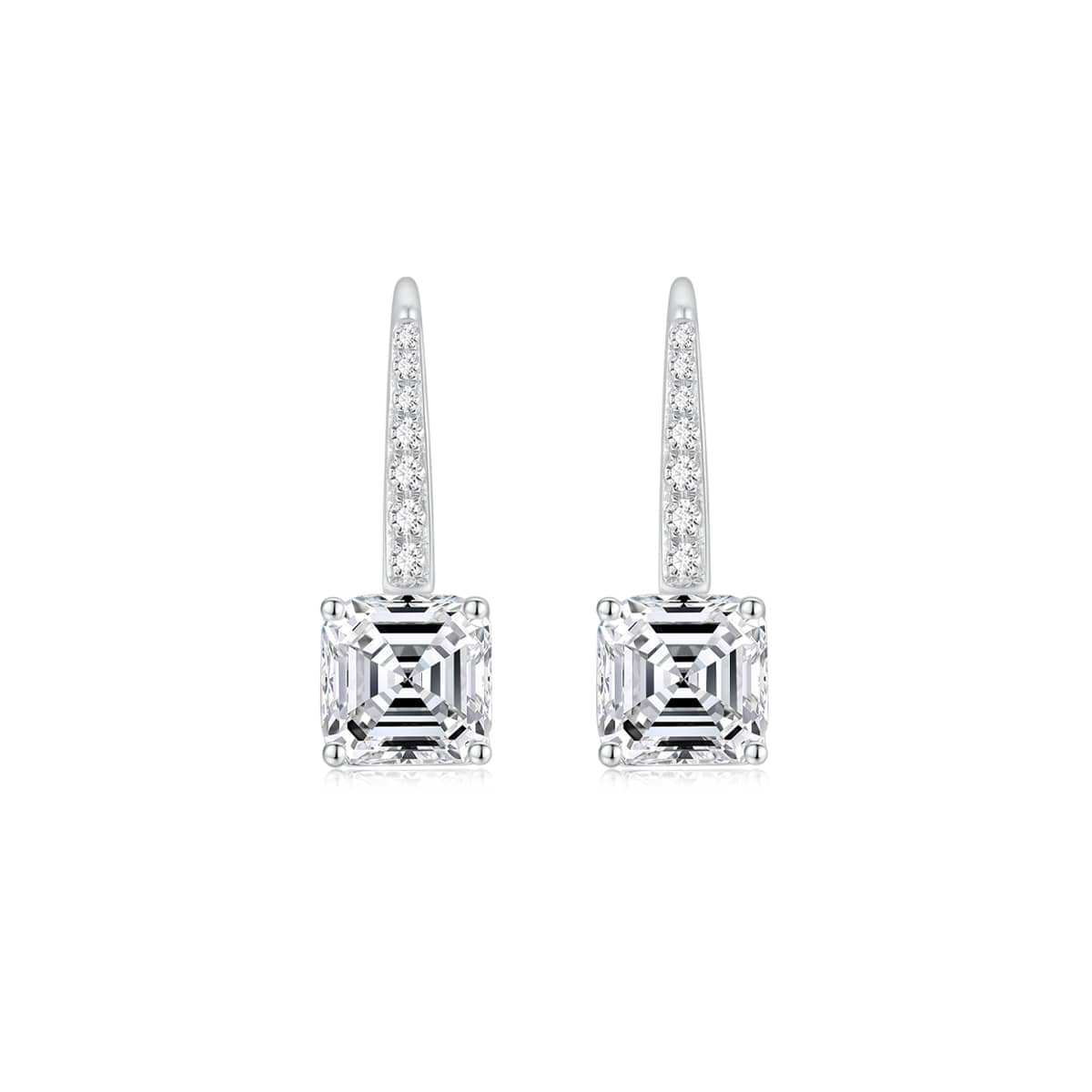 Asscher Drop Earrings Front - Tricia Capsule Collection - Eclat by Oui