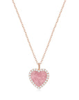 My Heart Rhodonite Pendant Neckalce with Halo (Rose Gold) (Front) - Eclat by Oui