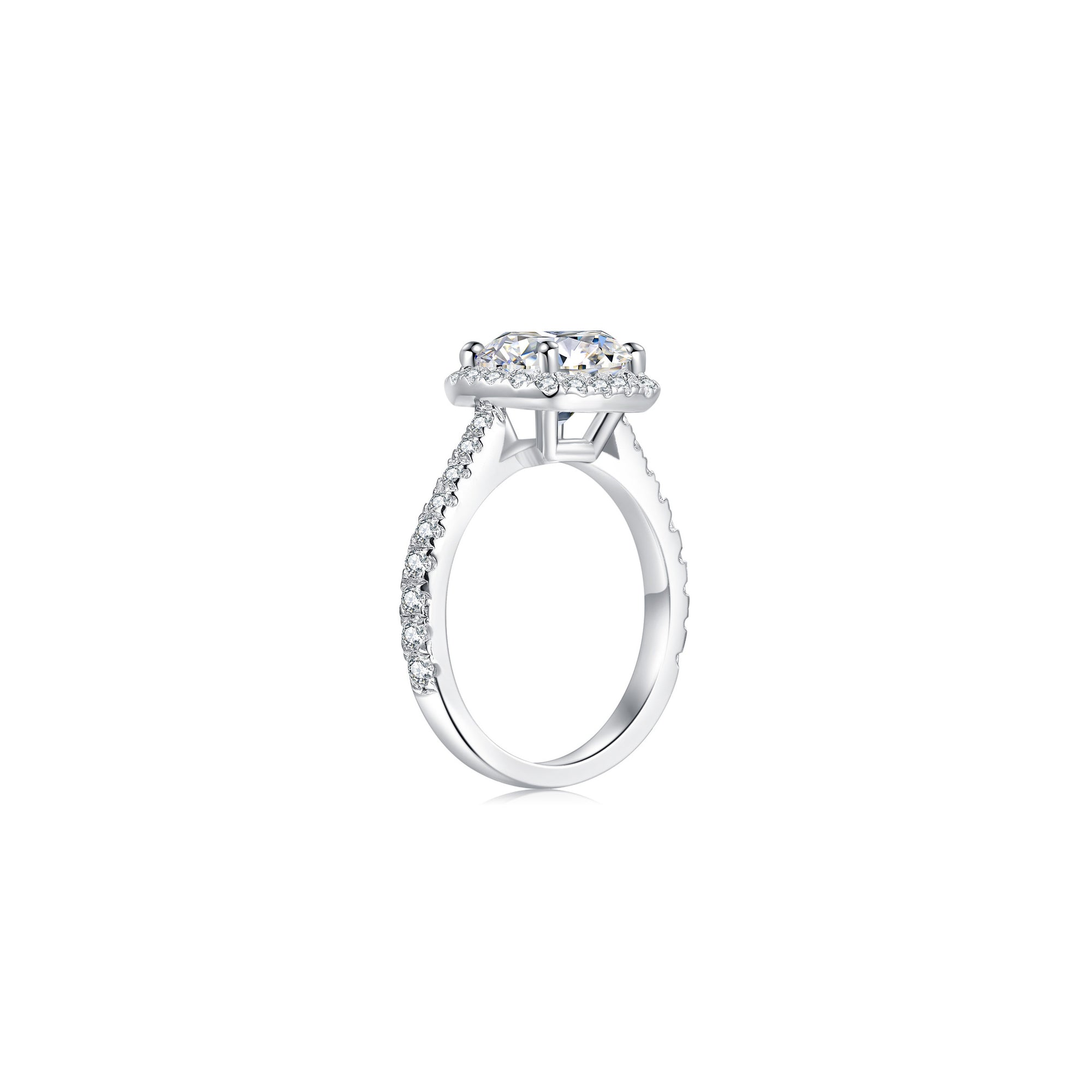 Maya Cushion Halo Pave Ring (Side) - Eclat by Oui