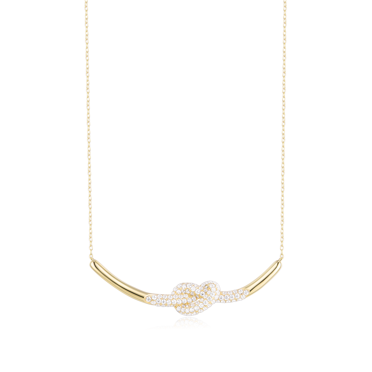 KNOT Alone Necklace YG with stones
