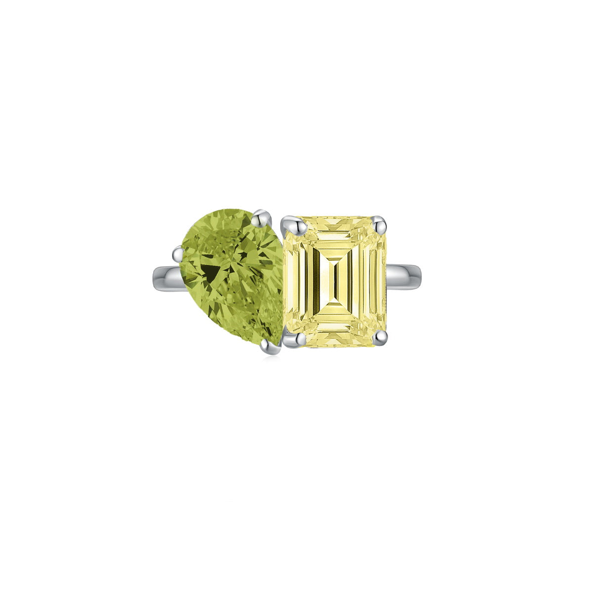 Toi et Moi Pear Emerald Coloured Birth stones Aug and Nov - Eclat by Oui