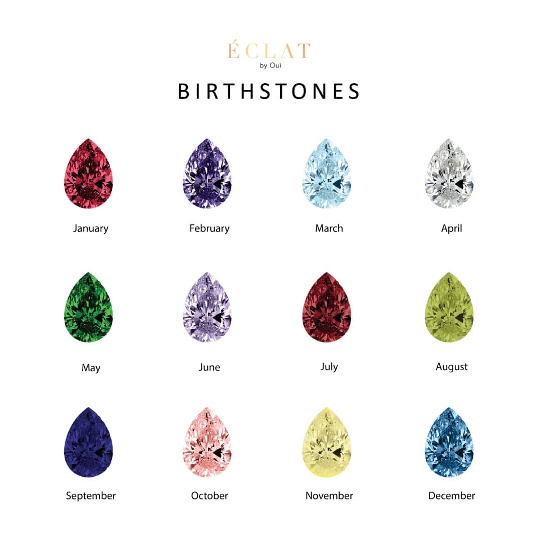 Toi et Moi Pear Coloured Birth stones chart - Eclat by Oui