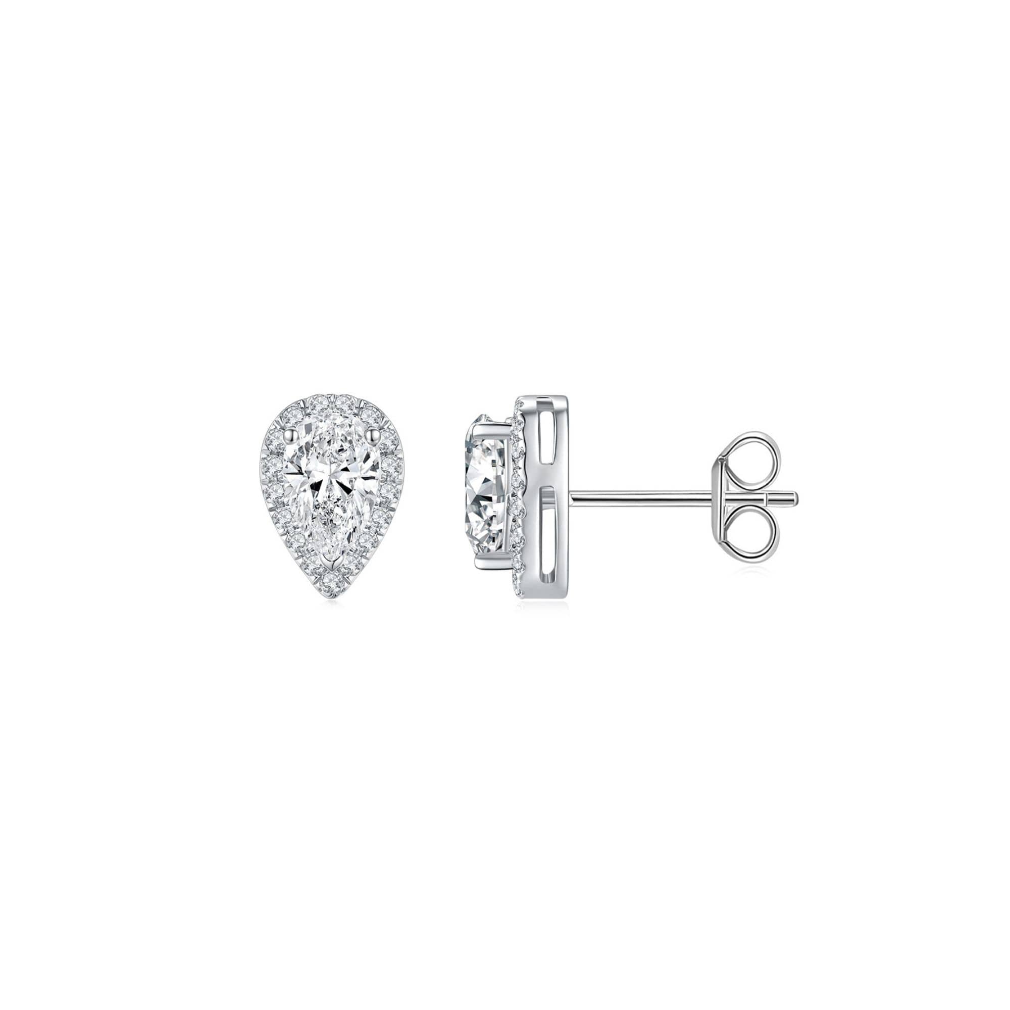 Desiree Pear Halo Ear Studs - Eclat by Oui