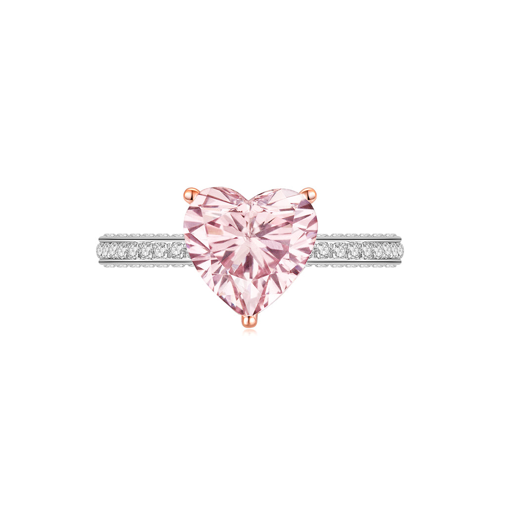 Wendy in Pink Ring Rose Gold (Claw) and White Gold (Band) (Front) - Eclat by Oui