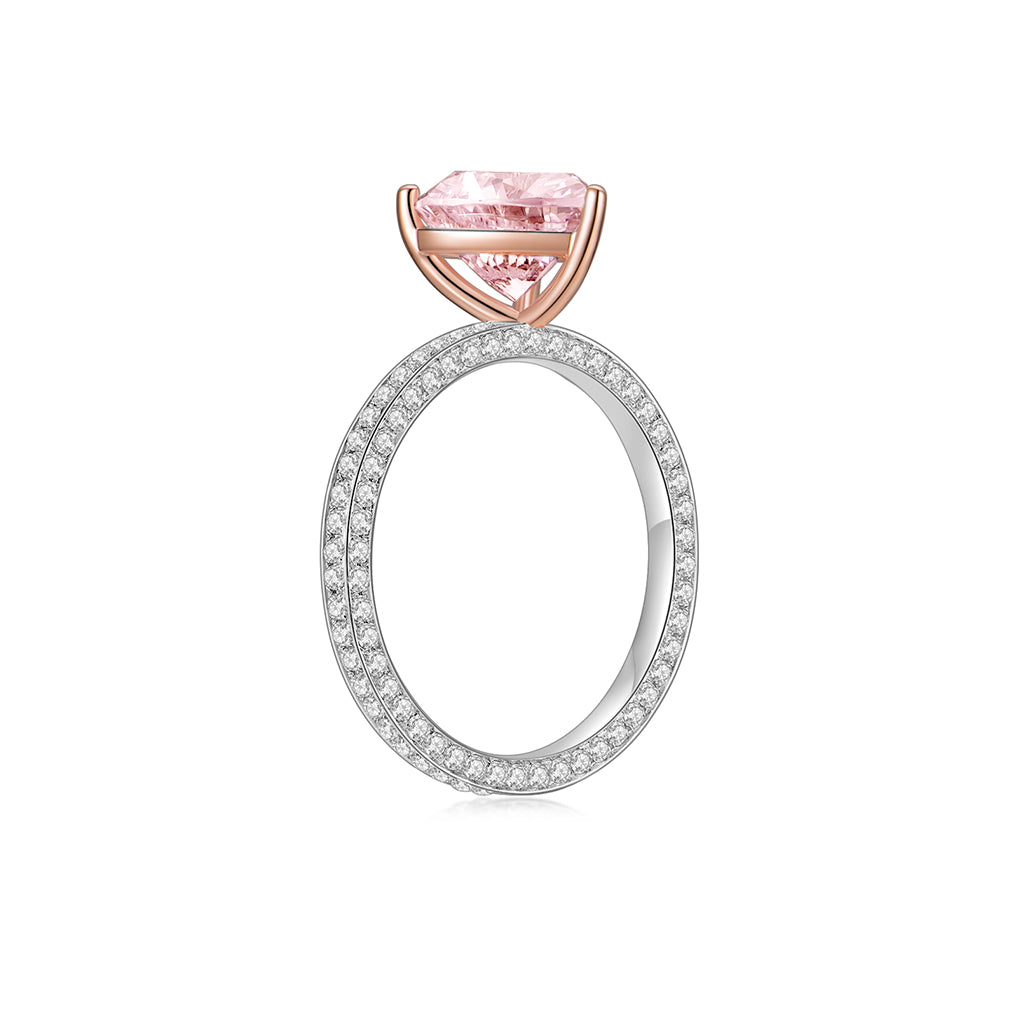 Wendy in Pink Ring Rose Gold (Claw) and White Gold (Band) (Side) - Eclat by Oui