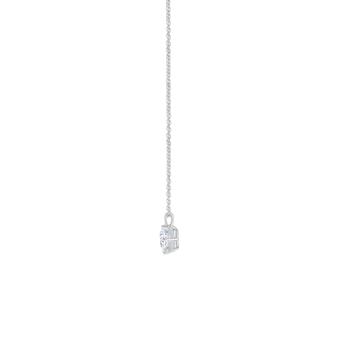 Round Solitaire Pendant Necklace Side WG - Éclat by Oui